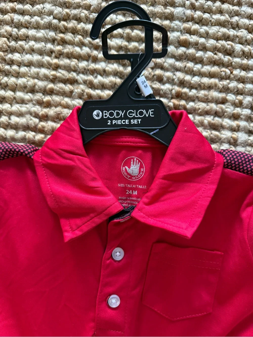 Body Glove Toddler Boy Polo Shirt & Jogger Pants Set, Black Red | Sz 24M - NWT!